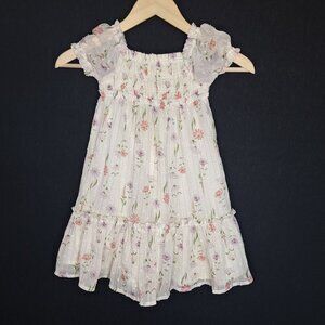 💙 Chabby Chic Girls Floral Dress Size 4TFormal Cottage Preppy Summer Spring